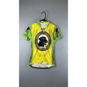 Retro Image Lucky Labrador Beer Cycling Jersey Womens Medium‎ Yellow Full Zip